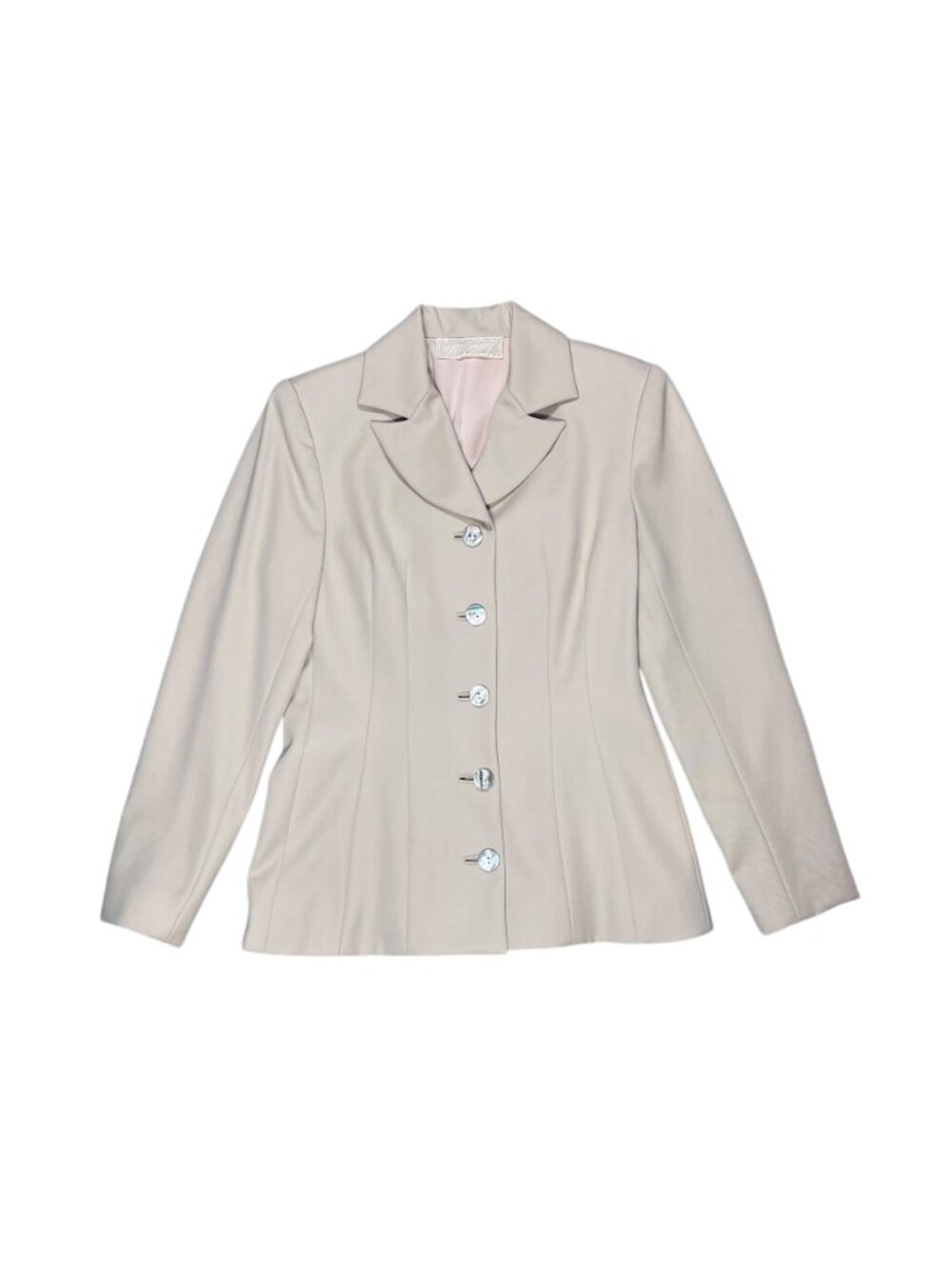 Peggy Jennings Beige Tailored Blazer Classic Minimalist Women's Small